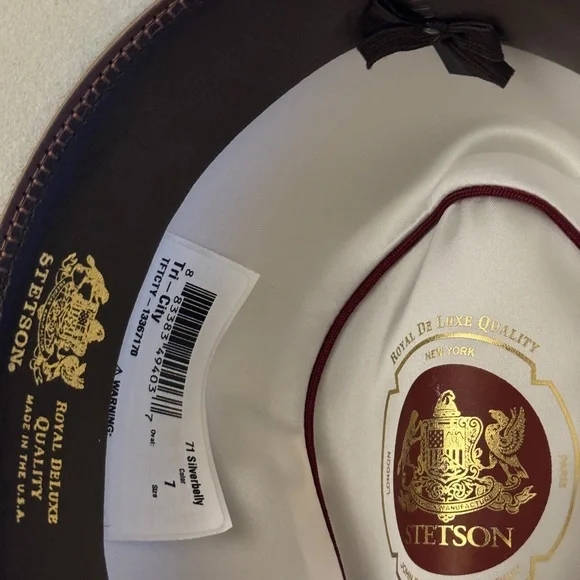 New Stetson Tri-City Silverbelly Flat Brim Felt Fedora Kemosabe Cowboy Hat 7 56 - Picture 5 of 5